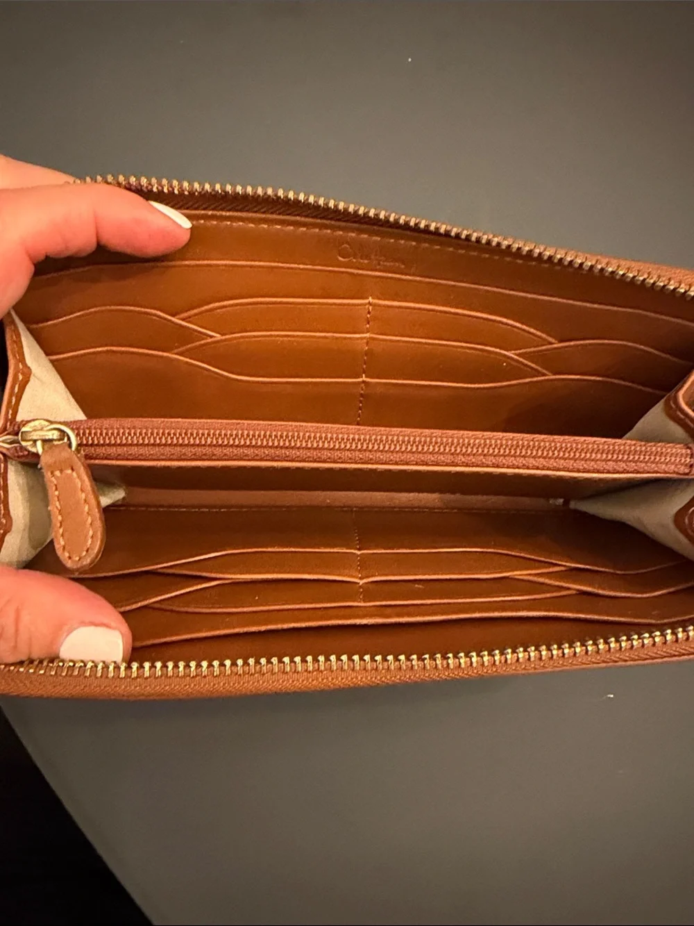 Cole Haan Tan Leather Zip Wallet